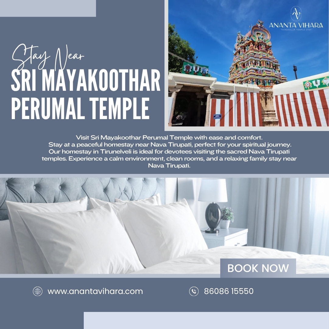 Stay Near Sri Mayakoothar Perumal Temple, Perungulam | Nava Tirupati 7th Temple  Shani Sthalam